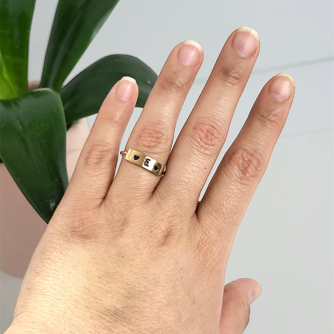 Custom stamped initial ring